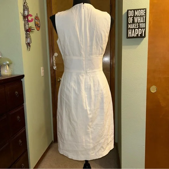 Maggy London white linen blend sleeveless dress with cutout embroidery size 2 - Picture 4 of 12